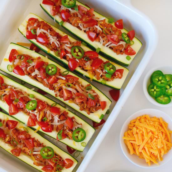 Healthy Taco Zucchini Boats