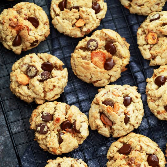 Butterfinger Oat Choc Chip Cookies