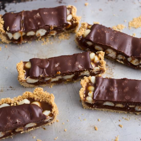 Macadamia, Caramel & Chocolate Tart