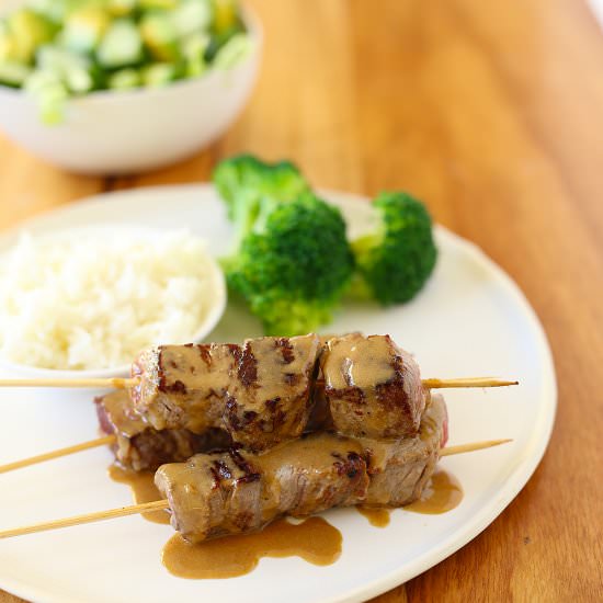 Beef Skewers with Tahini Sauce