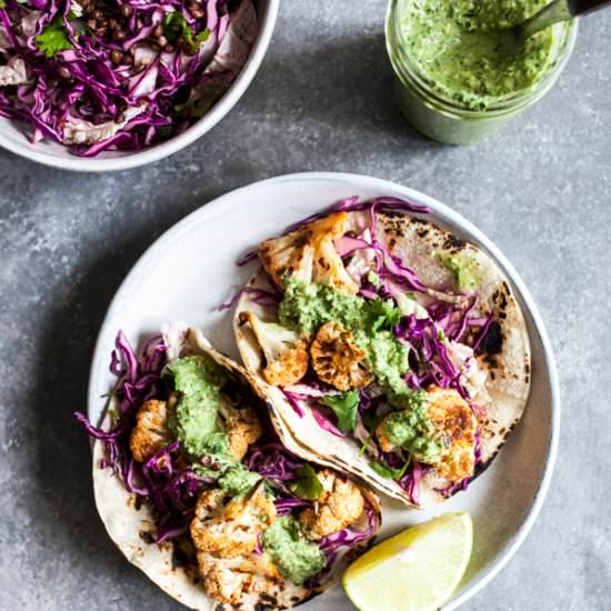 Crispy Cauliflower Chimichurri Taco