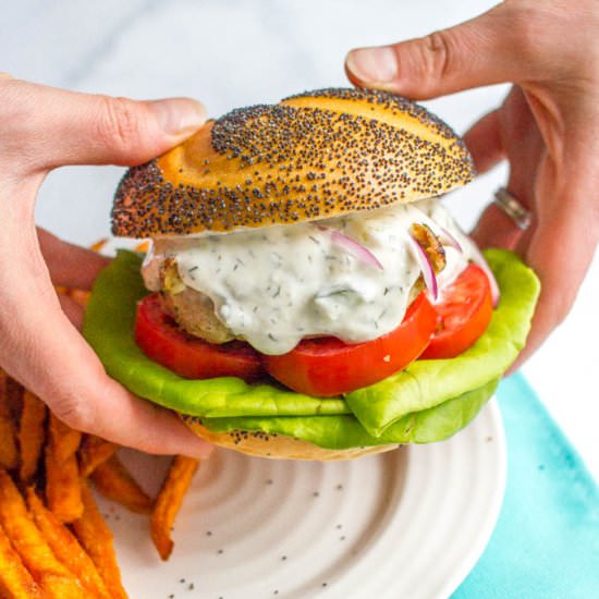 Greek Turkey Burgers with taztziki