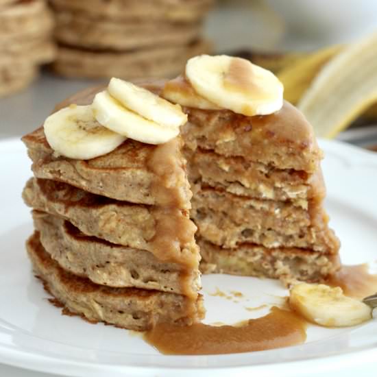 Whole Wheat Banana Nut Oat Pancakes