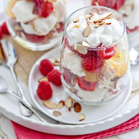 Raspberry Almond Angel Food Parfait