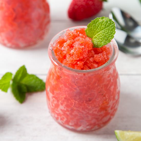 Strawberry Mint Limeade Granita
