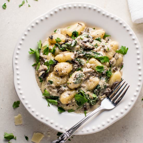 Creamy Mushroom and Spinach Gnocchi