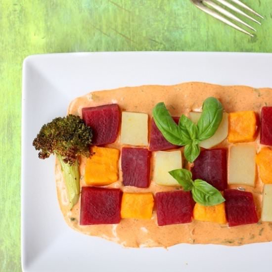Beet Salad with Basil Mayo Dressing