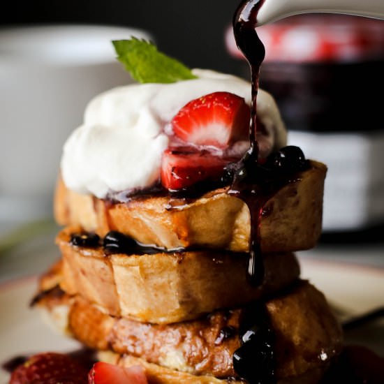French Toast with Blueberry Syrup