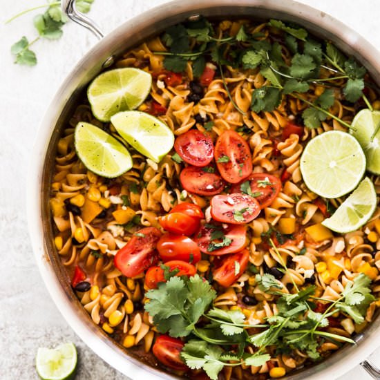 One Pot Black Bean Enchilada Pasta