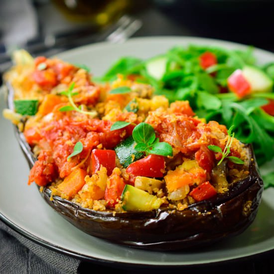 Vegan Stuffed Eggplant Provencal