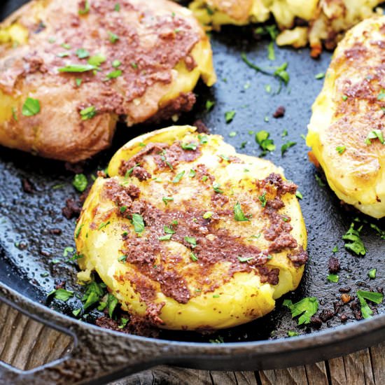Smashed Potatoes with Tapenade