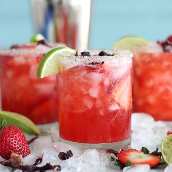 Strawberry Hibiscus Margaritas