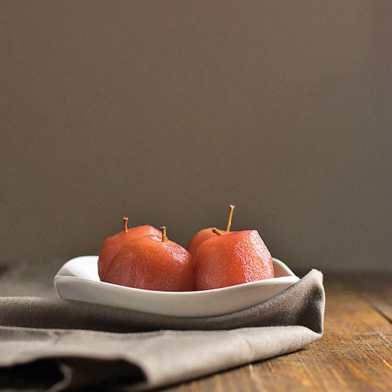 Poached Apples in Cranberry Syrup