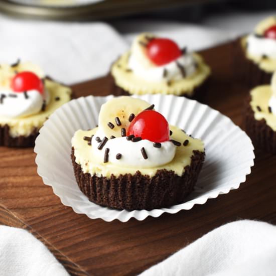 Banana Split Mini Cheesecakes