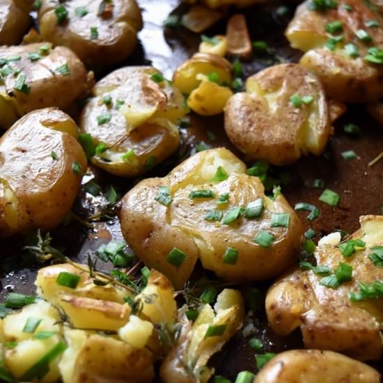 Smashed Fingerling Yellow Potatoes
