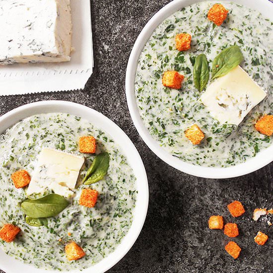 Baby Spinach Gorgonzola Creamy Soup
