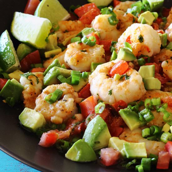 Skillet Shrimp w/ Tomato & Avocado
