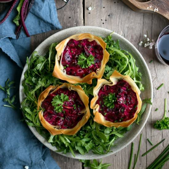 Beetroot Tarts with Cream Cheese