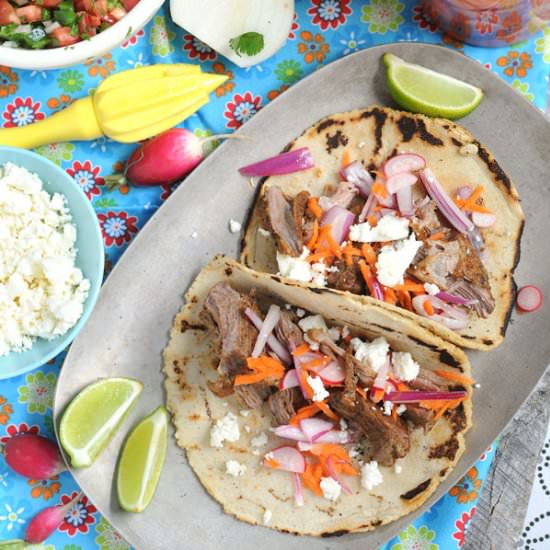 Crock Pot Carnitas w/ Pickled Veg