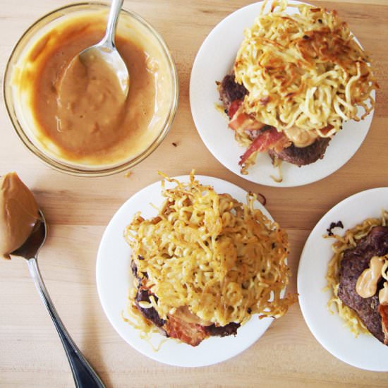 Ramen Burgers with Peanut Sauce