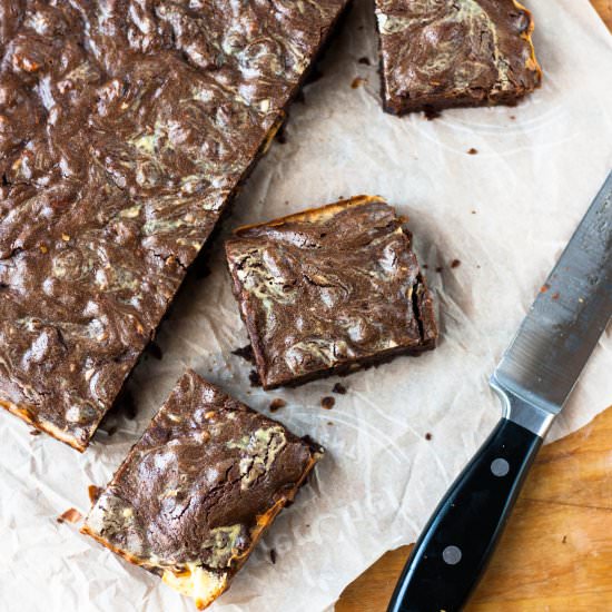 Brownies with Minty Cream Swirl