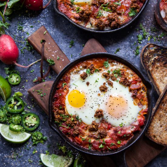 Paleo Fiery Baked Eggs with Chorizo