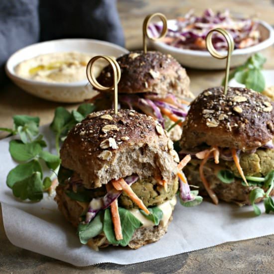 Baked Pine Nut Falafel Sliders