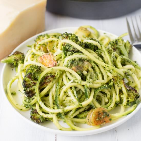 Pesto Zoodles with Roasted Veggies