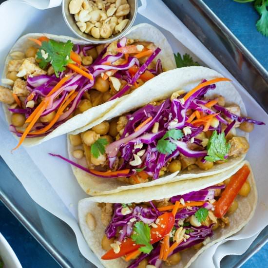 Chickpea & Tofu Thai Peanut Tacos