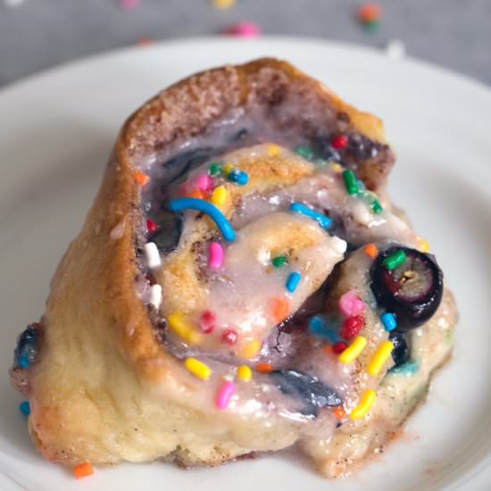 Blueberry Funfetti Cinnamon Rolls