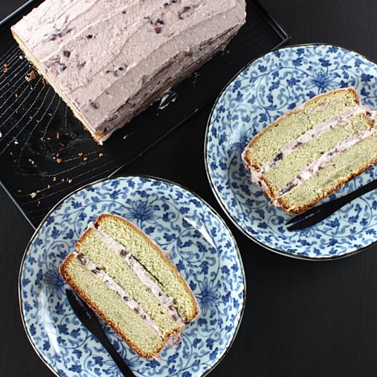 matcha poundcake with adzuki cream