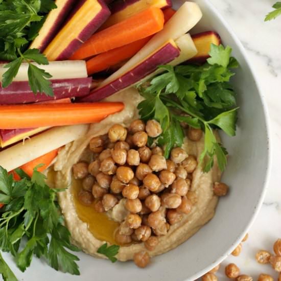 Crispy Lemon Garlic Chickpea Hummus