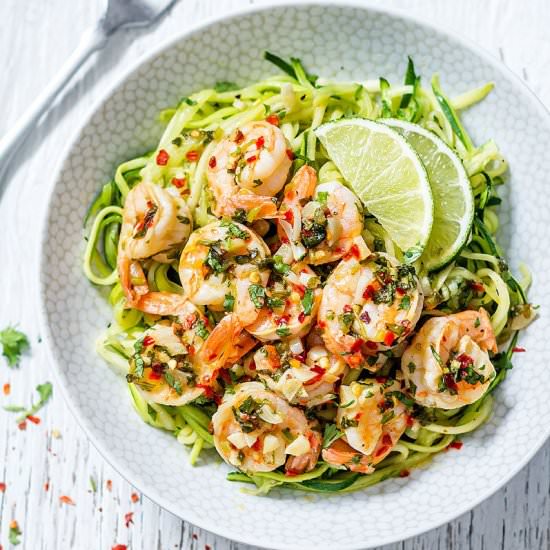 Cilantro Lime Shrimp with Zoodles