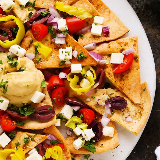 Mediterranean Nachos with Hummus
