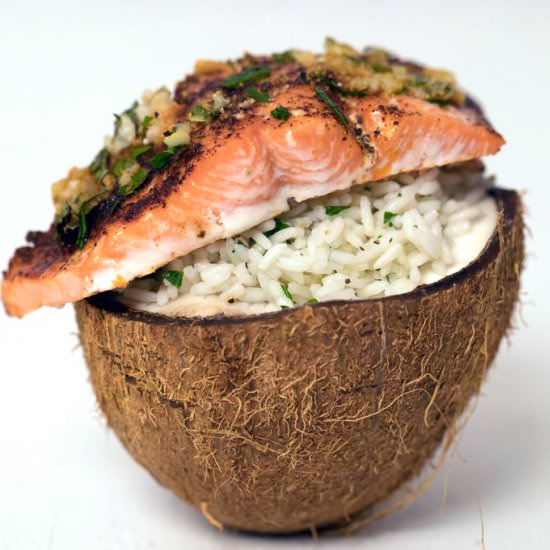 Chili Lime Salmon Over Coconut Rice