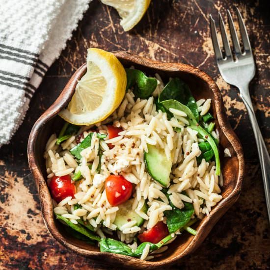 Lemon Spinach Orzo Salad