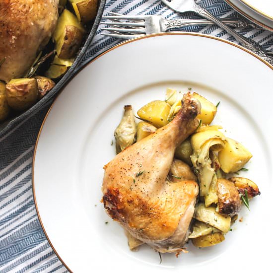 Roasted Chicken with Artichokes