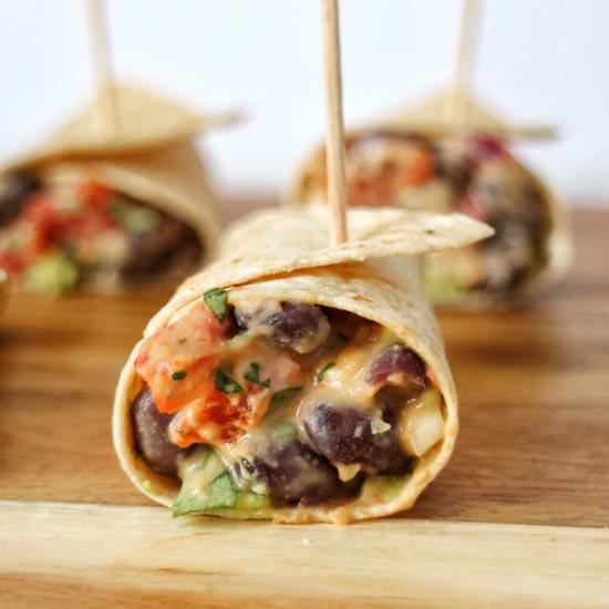 Mini Hummus Black Bean Burritos