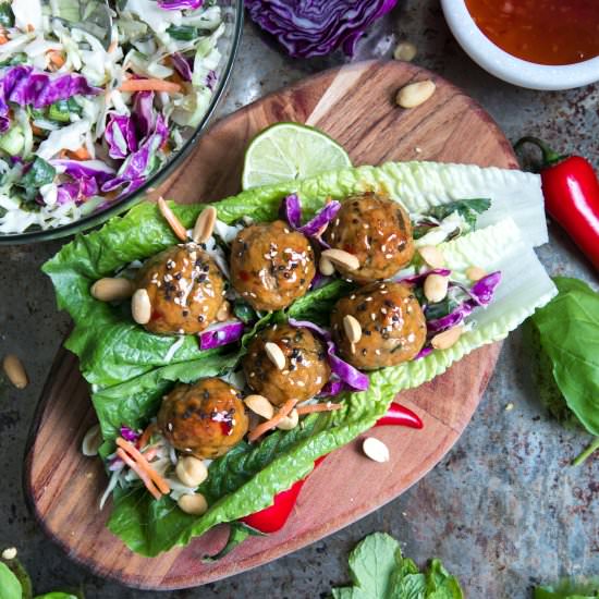 Thai Meatball Lettuce Wraps
