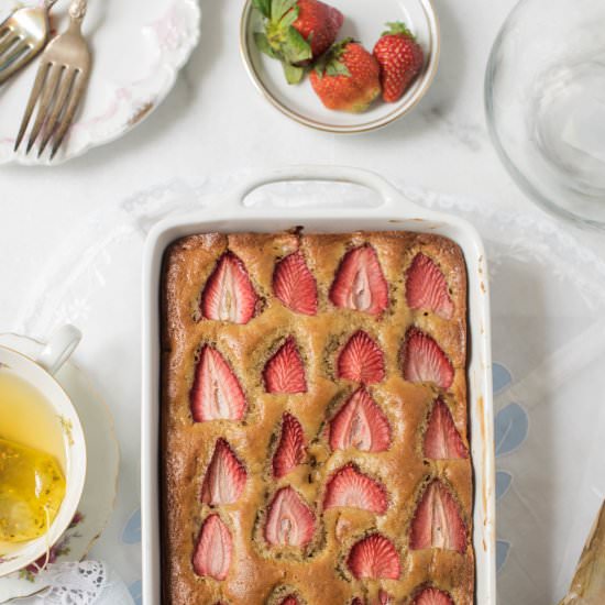 Strawberry Balsamic Olive Oil Cake