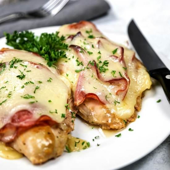 Open Faced Chicken Cordon Bleu