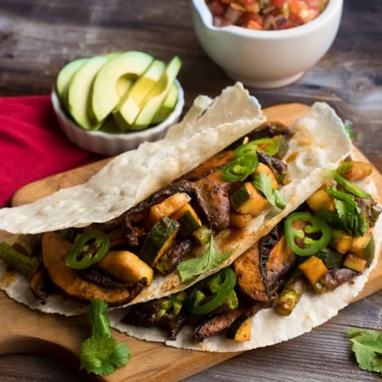 Spicy Asparagus & Portobello Tacos