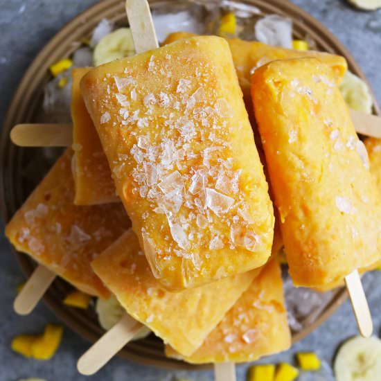 Mango And Banana Protein Popsicles