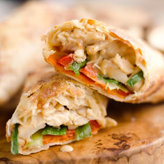 Airfryer Thai Peanut Chicken Rolls