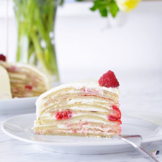 Epic Crêpes Cake with Raspberries