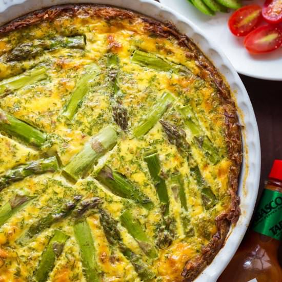 Spicy Sausage Asparagus Quiche