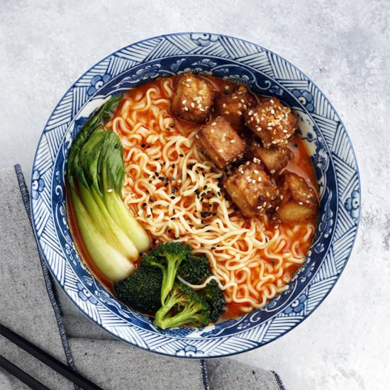Curry Ramen with Crispy Baked Tofu