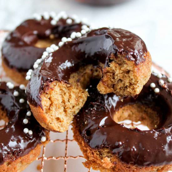 Baked Banana Donuts Chocolate Glaze