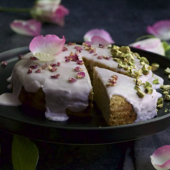 Rose Pistachio Protein Cake