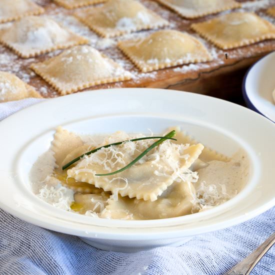 Mushrooms and Foie Ravioli